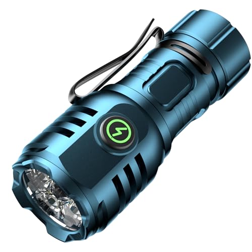 Taschenlampe kleine aufladbar LED Extrem Hell 6000 Lumen, TYPE-C aufladbar 4* Starke Lampenperlen Mini Torch mit 8 Lichtmodi und Langer Betriebsdauer Wasserdicht, für Camping Wandern Outdoor Notfälle von Skylla