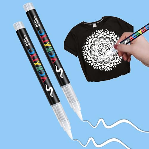 Skymico 2 Stück Weiß Textilstifte Waschmaschinenfest Weicher Stift 1-6mm Textilmarker Lichtecht und Wasserfeste Stifte Textilfarbe Permanent Stoffmalstifte für Textilstifte Zum Malen auf Stoff. Skymico 2 Stück Weiß Textilstifte Waschmaschinenfest Weicher Stift 1-6mm Textilmarker Lichtecht und Wasserfeste Stifte Textilfarbe Permanent Stoffmalstifte für Textilstifte Zum Malen auf Stoff. von Skymico