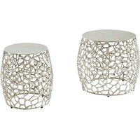 WOHNLING Beistelltisch Wohnzimmertisch 2er Set Metall Satztisch Rund Silber WOHNLING Beistelltisch Wohnzimmertisch 2er Set Metall Satztisch Rund Silber von Skyport