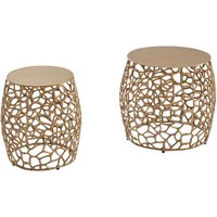 WOHNLING Beistelltisch Wohnzimmertisch 2er Set Metall Satztisch Tisch Rund Gold WOHNLING Beistelltisch Wohnzimmertisch 2er Set Metall Satztisch Tisch Rund Gold von Skyport