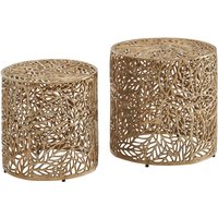 WOHNLING Beistelltisch Wohnzimmertisch 2er Set Metall Satztisch Tisch Rund Gold WOHNLING Beistelltisch Wohnzimmertisch 2er Set Metall Satztisch Tisch Rund Gold von Skyport