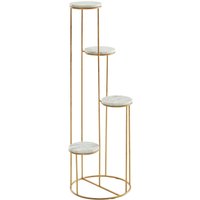 WOHNLING Blumenständer Blumensäule 36,5x107,5x36,5cm Marmor Weiß Pflanzenständer von Skyport