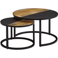 WOHNLING Couchtisch 2 teilig Wohnzimmertisch Massivholz Rund Beistelltisch Tisch von Skyport