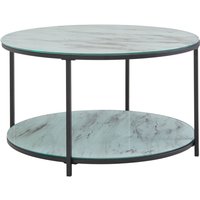 WOHNLING Couchtisch Glas Marmor Optik Weiß Ø 80 cm Wohnzimmertisch Rund Tisch von Skyport