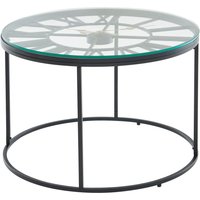 WOHNLING Couchtisch Glas Sofatisch Ø 60 cm Tisch Wohnzimmertisch Rund Schwarz von Skyport