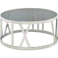 WOHNLING Couchtisch Glas Sofatisch Ø 60 cm Tisch Wohnzimmertisch Rund Silber von Skyport