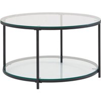 WOHNLING Couchtisch Glas Wohnzimmertisch Ø 80 cm Sofatisch Rund Tisch Stauraum von Skyport