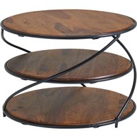 WOHNLING Couchtisch Massivholz 58x58x40,5cm Sofatisch Rund Wohnzimmertisch Tisch von Skyport