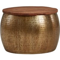 WOHNLING Couchtisch Rund Metall Sofatisch Ø 60 cm Tisch Stauraum Wohnzimmertisch von Skyport