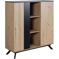 WOHNLING Highboard 110x125x40 cm MDF Sideboard Eiche Dekor Kommode Anrichte von Skyport