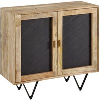 WOHNLING Sideboard 80x75x35cm Holz Massiv Stein Kommode Braun Anrichte mit Türen WOHNLING Sideboard 80x75x35cm Holz Massiv Stein Kommode Braun Anrichte mit Türen von Skyport