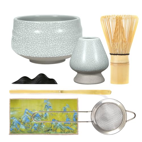 Matcha-Schneebesen-Set,Schale Bambus-Matcha-Schneebesen,Tee-Set,Schneebesenhalter 7-teiliges Set von Skyspher