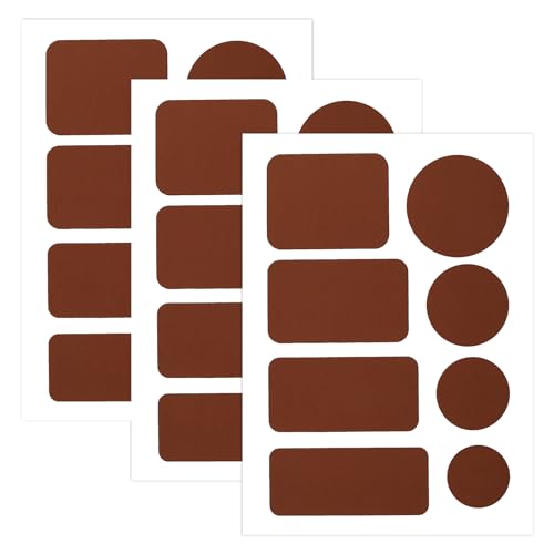 Skystuff 24 Stück Selbstklebende Reparaturflicken für Daunenjacken, Wasserdichtes, Selbstklebend Stoff, Nylongewebe zum Reparieren von Löchern in Kleidung, Zelt-Reparatur-Sets, Kaffee von Skystuff