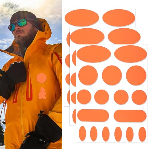 Skystuff 51 Stück Selbstklebende Reparaturflicken für Daunenjacken, Wasserdichtes, Selbstklebend Stoff, Nylongewebe zum Reparieren von Löchern in Kleidung, Zelt-Reparatur-Sets, Orange Skystuff 51 Stück Selbstklebende Reparaturflicken für Daunenjacken, Wasserdichtes, Selbstklebend Stoff, Nylongewebe zum Reparieren von Löchern in Kleidung, Zelt-Reparatur-Sets, Orange von Skystuff