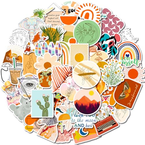 Skythrive 100 PCS Boho Sticker Aufkleber für Laptop, Telefon, Wasserflasche, Pad, Skateboard, Gitarre, Koffer - Wasserfeste Vinyl Aufkleber für Kinder Mädchen Jugendliche von Skythrive