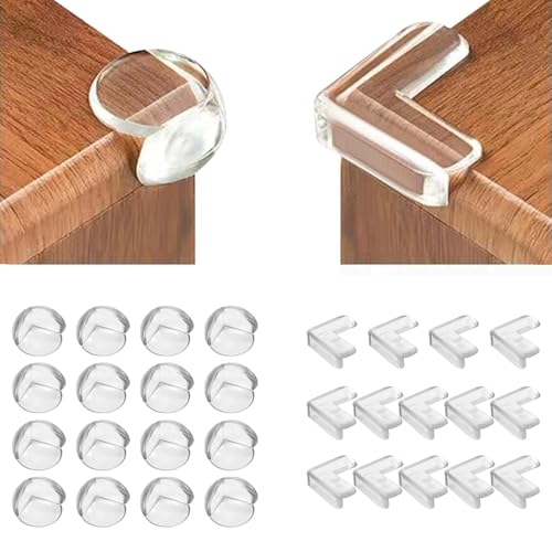 Skythrive Eckenschutz Baby, 30 Stück Kantenschutz Baby Silikon Selbstklebend - Rückstandslos Entfernbar, 2 Formen Transparent Tischkantenschutz für Verschiedene Möbel, Schützen Sie Ihr Baby von Skythrive