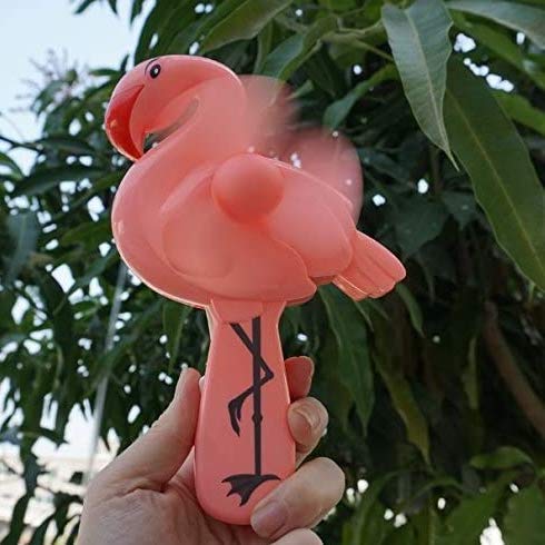 1 Stück tragbare kleine Plastik Flamingo Form Cartoon Sommer Fans Hand Druck Fan Geburtstagsfeier Gunst von Gwill