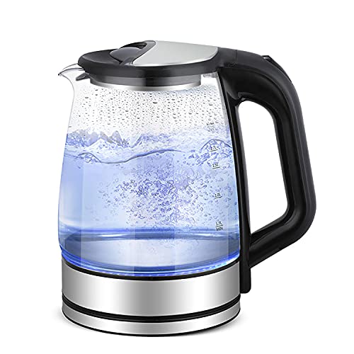 Slabo Wasserkocher Kettle Glas mit LED-Beleuchtung, 2200 Watt | 1,7 Liter, geräuschlos - schwarz | Silber von Slabo
