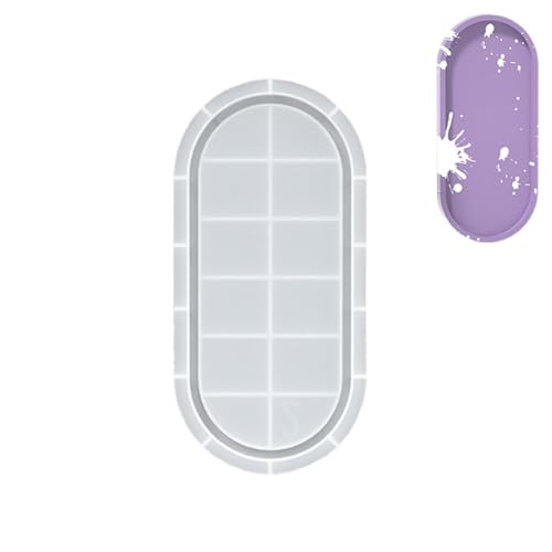 Slakerbe Harz Aufbewahrung Tablett Silikon Form Oval Selbstklebend DIY Gips Beton Zement Scheibe Moderner Minimalist Oval Tablett 16.5cm von Slakerbe