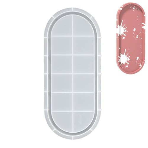 Slakerbe Harz Aufbewahrung Tablett Silikon Form Oval Selbstklebend DIY Gips Beton Zement Scheibe Moderner Minimalist Oval Tablett 16.5cm von Slakerbe