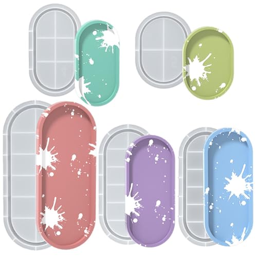 Slakerbe Harz Aufbewahrung Tablett Silikon Form Oval Selbstklebend DIY Gips Beton Zement Scheibe Moderner Minimalist Oval Tablett 16.5cm von Slakerbe