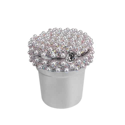 Slakerbe Universal Auto Aschenbecher,Bling Bling Strass Tragbarer Aschenbecher mit LED Zigarette Aschenbecher mit Deckel für die Meisten Autos,Silber von Slakerbe