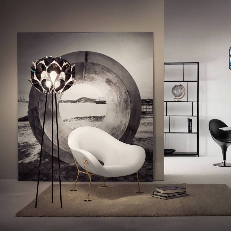 Slamp Flora Designer-Stehleuchte Dreibein, zinn von Slamp