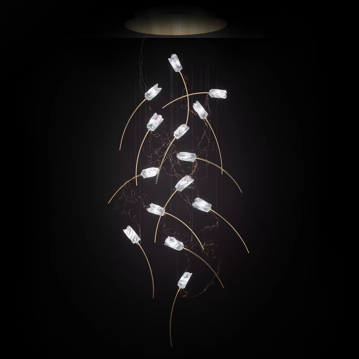 Slamp Tulip 14 Led Hängelampe Prisma/Messing Rund Hängeleuchte Lampe Leuchte G4 B-Ware Slamp Tulip 14 Led Hängelampe Prisma/Messing Rund Hängeleuchte Lampe Leuchte G4 B-Ware von Slamp