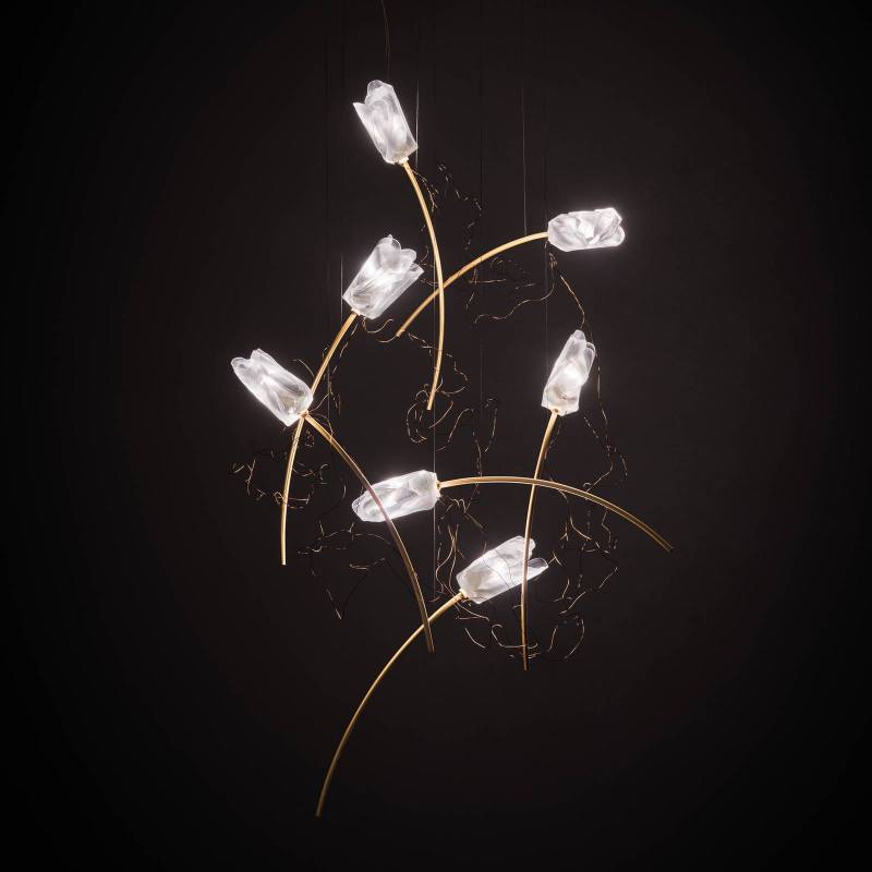 Slamp Tulip 7 LED-Hängelampe prisma/messing rund von Slamp
