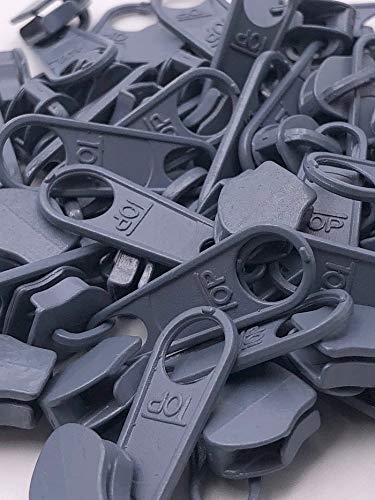 20 Zipper Schieber für 5mm Reißverschluss endlos 27 Farben (Hellgrau) von Slantastoffe