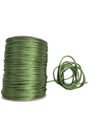 Slantastoffe 5 m Satinkordel, Satinschnur, frei Farbwahl, 2mm, 12 Farben (Grün) von Slantastoffe