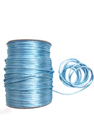Slantastoffe 5 m Satinkordel, Satinschnur, frei Farbwahl, 2mm, 12 Farben (Hellblau) von Slantastoffe