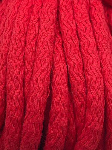 Slantastoffe 1m, 3m, 5m Kordel Baumwolle 8mm rund Schnur Turnbeutel Seil 4 Farben (Rot, 1m) von Slantastoffe