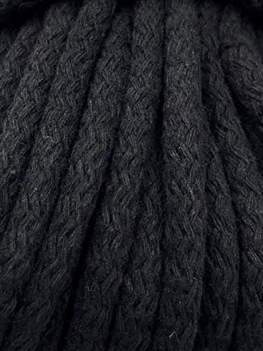 Slantastoffe 1m, 3m, 5m Kordel Baumwolle 8mm rund Schnur Turnbeutel Seil 4 Farben (Schwarz, 1m) von Slantastoffe