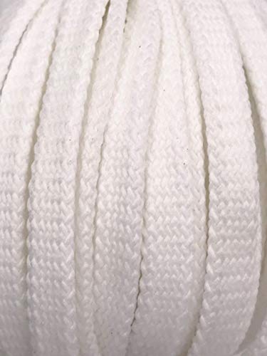 Slantastoffe 5m Kordel Polyester 8mm flach Schnur Turnbeutel Seil 9 Farben (Weiß) von Slantastoffe