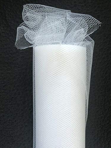 Slantastoffe Tüll Rolle 9m x 15cm Tischband Hochzeit Deko Floristik Fest (Weiß) von Slantastoffe
