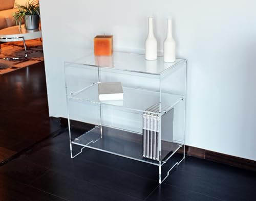 Slato Minerva Couchtisch mit 3 Etagen, für Wohnzimmer oder Wohnzimmer, aus transparentem Acrylglas, modernes Design, hergestellt in Italien von Slato