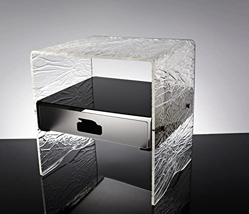Slato Foxy – Nachttisch für Schlafzimmer, Nachttisch mit Schublade, modernes Design aus Acryl-Kristall, hergestellt in Italien von Slato