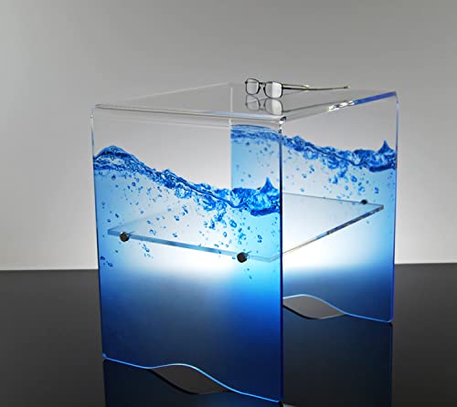 Slato Niedriger Couchtisch für Wohnzimmer Couchtisch Couchtisch oder Nachttisch Schlafzimmer mit modernem Design aus Plexiglas, transparent mit Fly-Druck von Slato