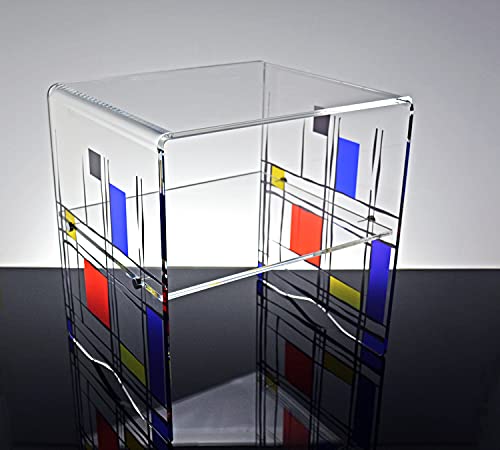 Slato Niedriger Couchtisch für Wohnzimmer oder Nachttisch im modernen Design aus transparentem Plexiglas mit Druck Era von Slato