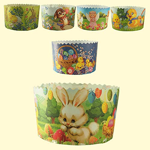 Slco 5er Set Backform aus Papier für Kinder *Panettone* Ostern Kuchen Motiv D-9cm von Slco