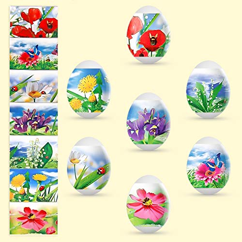 Slco OsternFrühling Ostereier Eieraufkleber Eierfarben Oster Dekorbanderolen, 7 Verschiedene Motive in Packung von Slco