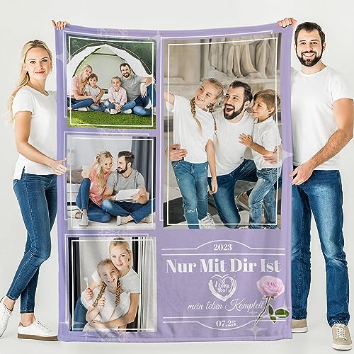 Sleeable Decke Personalisierte mit Foto - Personalisierte Fotodecke für Kinder - Flauschige Kuscheldecke Tochtere- Decke mit Foto von Sleeable