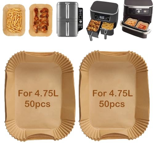Sleeleece 100PCS Backpapier für Ninja Double Stack XL 9.5L SL400EU,Air Fryer Zubehör für Doppelkorb Heißluftfritteuse,Kompatibel mit Ninja AF400EU von Sleeleece