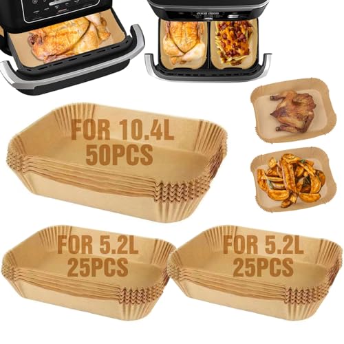 Sleeleece 100pcs Airfryer Backpapier für Ninja Flex Drawer Dual Zone AF500EU 10,4L Heißluftfritteuse,Zubehör für Ninja Foodi AF500EU AF500EUCP DZ201EU DZ401EU and Other Dual Zone Air Fryer von Sleeleece