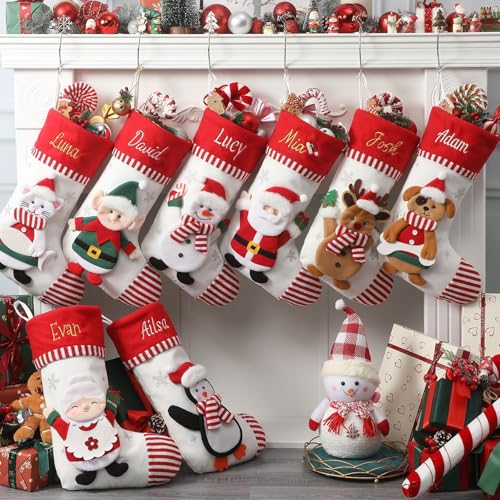 Sleeleece Weihnachtsstrumpf Personalisiert 18Inch Großer Weihnachtsstrümpfe mit Namen,Personalisierte Nikolausstrumpf zum Aufhängen mit 3D Hirsch,Weihnachtssocken Kamin Nikolaus Socken Sleeleece Weihnachtsstrumpf Personalisiert 18Inch Großer Weihnachtsstrümpfe mit Namen,Personalisierte Nikolausstrumpf zum Aufhängen mit 3D Hirsch,Weihnachtssocken Kamin Nikolaus Socken von Sleeleece