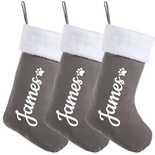 Sleeleece Weihnachtsstrumpf Personalisiert Nikolausstrumpf mit Namen,46cm Weihnachtsstrümpfe Graue Samt mit weißer superweicher Plüschmanschette für Weihnachtsbaum,Urlaub,Kamin Sleeleece Weihnachtsstrumpf Personalisiert Nikolausstrumpf mit Namen,46cm Weihnachtsstrümpfe Graue Samt mit weißer superweicher Plüschmanschette für Weihnachtsbaum,Urlaub,Kamin von Sleeleece