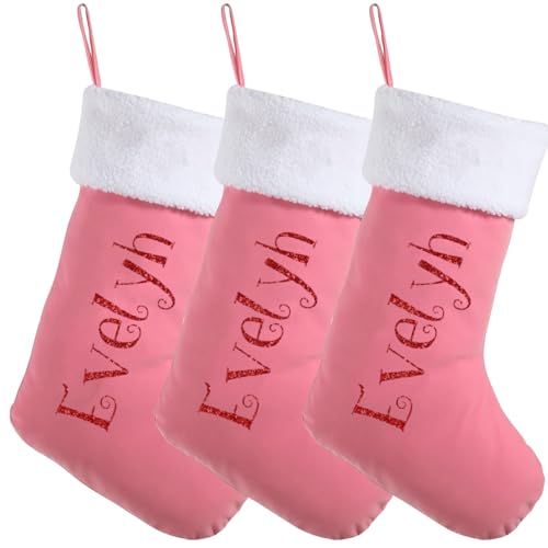 Sleeleece Weihnachtsstrumpf Personalisiert Nikolausstrumpf mit Namen,46cm Weihnachtsstrümpfe Rosa Samt mit weißer superweicher Plüschmanschette für Weihnachtsbaum,Urlaub,Kamin Sleeleece Weihnachtsstrumpf Personalisiert Nikolausstrumpf mit Namen,46cm Weihnachtsstrümpfe Rosa Samt mit weißer superweicher Plüschmanschette für Weihnachtsbaum,Urlaub,Kamin von Sleeleece