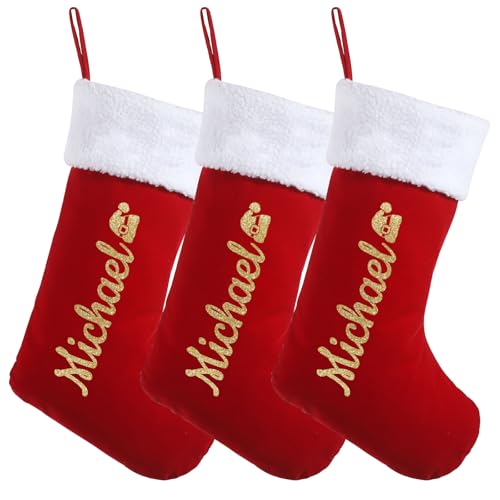 Sleeleece Weihnachtsstrumpf Personalisiert Nikolausstrumpf mit Namen,46cm Weihnachtsstrümpfe rote Samt mit weißer superweicher Plüschmanschette für Weihnachtsbaum,Urlaub,Kamin Sleeleece Weihnachtsstrumpf Personalisiert Nikolausstrumpf mit Namen,46cm Weihnachtsstrümpfe rote Samt mit weißer superweicher Plüschmanschette für Weihnachtsbaum,Urlaub,Kamin von Sleeleece