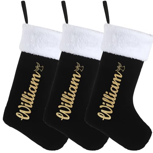 Sleeleece Weihnachtsstrumpf Personalisiert Nikolausstrumpf mit Namen,46cm Weihnachtsstrümpfe schwarzer Samt mit weißer superweicher Plüschmanschette für Weihnachtsbaum,Urlaub,Kamin Sleeleece Weihnachtsstrumpf Personalisiert Nikolausstrumpf mit Namen,46cm Weihnachtsstrümpfe schwarzer Samt mit weißer superweicher Plüschmanschette für Weihnachtsbaum,Urlaub,Kamin von Sleeleece